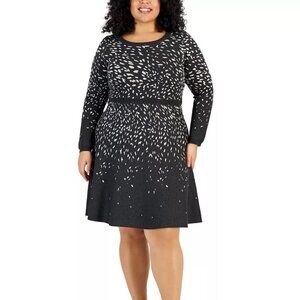 Plus Size Patterned Long-Sleeve Sweater Dress 1X NWT